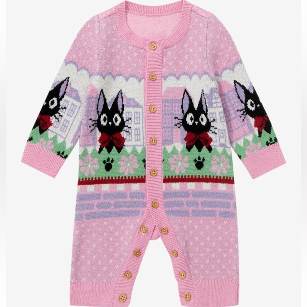 Studio Ghibli Kiki’s Delivery Service Jiji Patterned Sweater Infant‎ One Piece